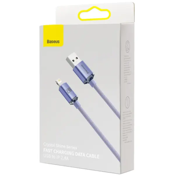 Дата кабель USB 2.0 AM to Lightning 1.2m 2.4A Crystal Shine Series purple Baseus (CAJY000005)