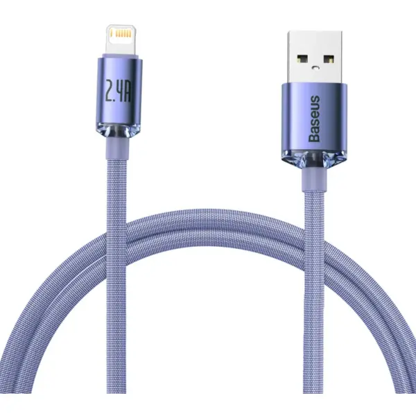 Дата кабель USB 2.0 AM to Lightning 1.2m 2.4A Crystal Shine Series purple Baseus (CAJY000005)