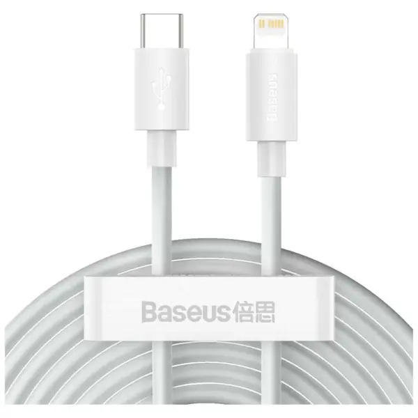 Дата кабель USB 2.0 AM to Lightning 1.5m 20W Simple WisdomKit (2PCS) white Baseus (TZCATLZJ-02)