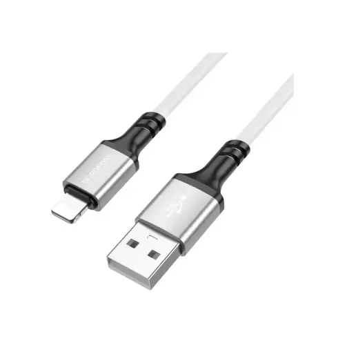 Дата кабель USB 2.0 AM to Lightning silicone BX83 white BOROFONE (6974443386363)