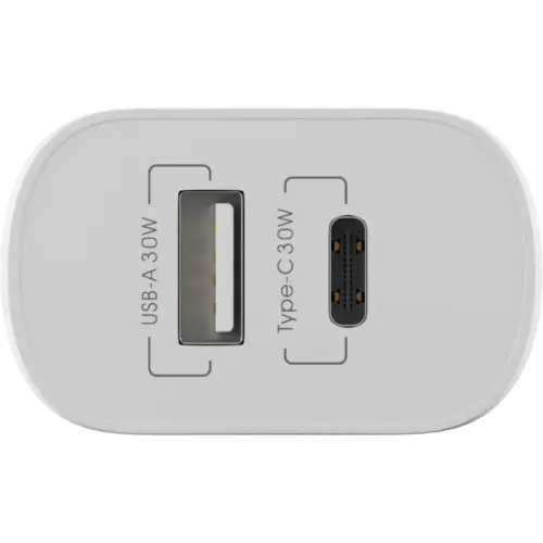Зарядний пристрій Globex 1xUSB + 1xUSB-C 30W FastPower white (30WAC)