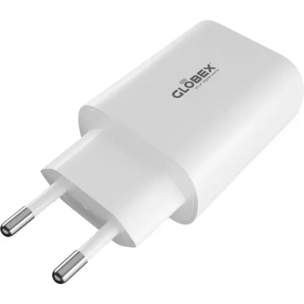 Зарядний пристрій Globex 2xUSB-C 30W FastPower white (30WCC)