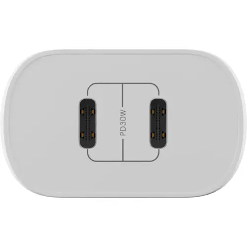 Зарядний пристрій Globex 2xUSB-C 30W FastPower white (30WCC)