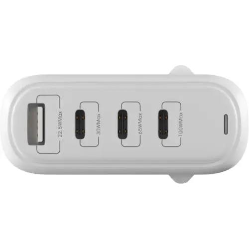 Зарядний пристрій Globex GaN 1xUSB + 3xUSB-C 120W FastPower white (GaN120WA3C)
