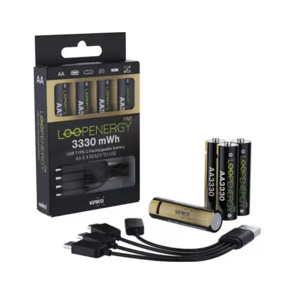Акумулятор Verico AA USB Type-C 2220mAh/3330mWh-1.5V Li-ion 4шт./уп. (Loop Energy PRO) (1UDBT-A6WEAC-NN)