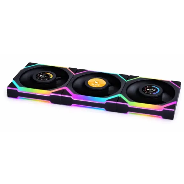 Кулер до корпусу Lian Li UNI Fan SL WIRELESS LCD 120-3, Black (G99.12SLLCD1W3B.00)