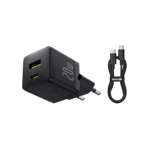 Зарядний пристрій Baseus 1xUSB-C PD20W + 1xUSB + cable USB-C to USB-C white (P10111608113-01)