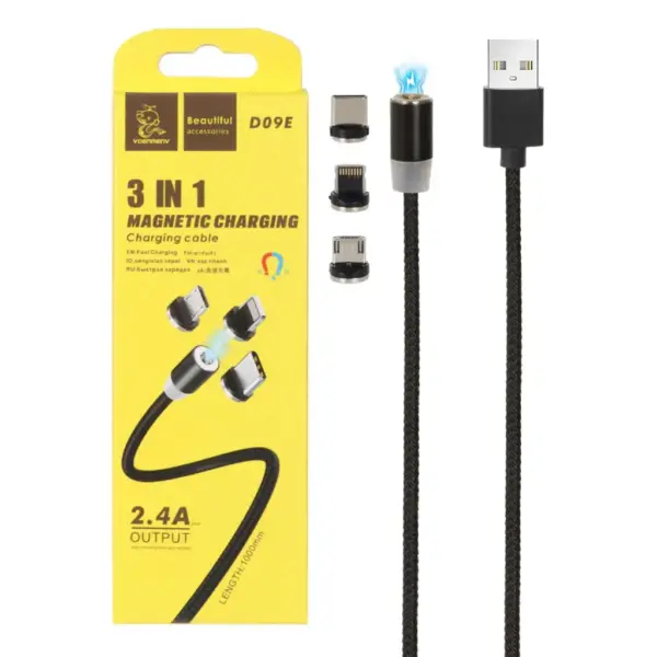 Дата кабель USB 2.0 AM to Lightning + Micro 5P + Type-C magnetic black Denmen (DN-D09E-BK) Дата кабель USB 2.0 AM to Lightning + Micro 5P + Type-C magnetic black Denmen (DN-D09E-BK)