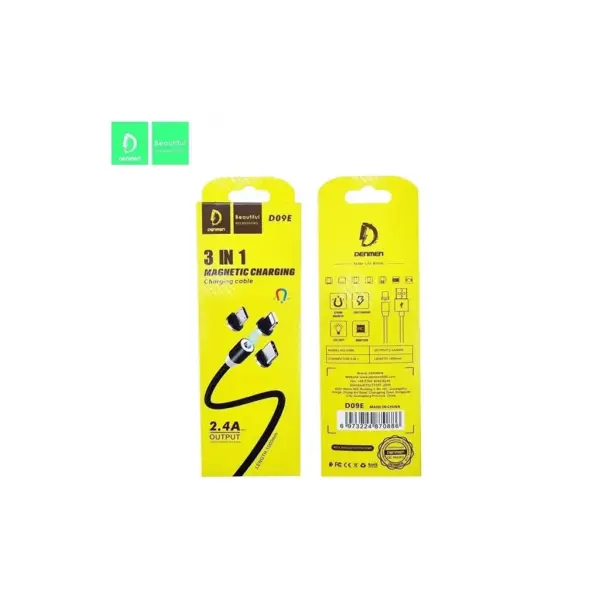Дата кабель USB 2.0 AM to Lightning + Micro 5P + Type-C magnetic black Denmen (DN-D09E-BK) Дата кабель USB 2.0 AM to Lightning + Micro 5P + Type-C magnetic black Denmen (DN-D09E-BK)