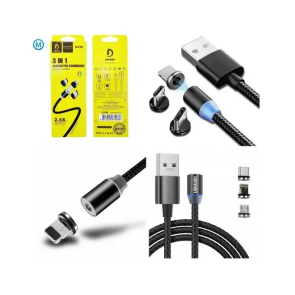 Дата кабель USB 2.0 AM to Lightning + Micro 5P + Type-C magnetic black Denmen (DN-D09E-BK) Дата кабель USB 2.0 AM to Lightning + Micro 5P + Type-C magnetic black Denmen (DN-D09E-BK)
