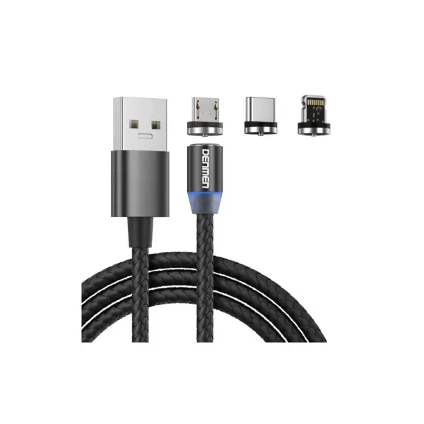 Дата кабель USB 2.0 AM to Lightning + Micro 5P + Type-C magnetic black Denmen (DN-D09E-BK) Дата кабель USB 2.0 AM to Lightning + Micro 5P + Type-C magnetic black Denmen (DN-D09E-BK)