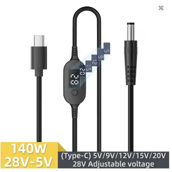 Кабель живлення USB-C to DC 5.5x2.5mm 1.0m 5V/9V/12V/15V/20V/28V 140W black XoKo (XK-K695) Кабель живлення USB-C to DC 5.5x2.5mm 1.0m 5V/9V/12V/15V/20V/28V 140W black XoKo (XK-K695)