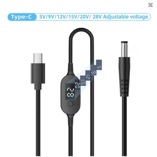 Кабель живлення USB-C to DC 5.5x2.5mm 1.0m 5V/9V/12V/15V/20V/28V 140W black XoKo (XK-K695)