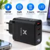 Зарядний пристрій Vinga 2xUSB-C + USB-A Display 65W (VCR65ACCDB)