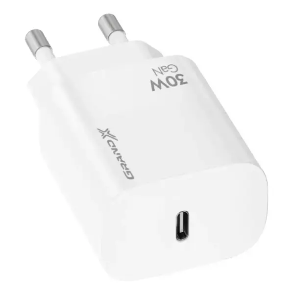 Зарядний пристрій Grand-X GaN USB-C 30W QC3.0 white (CH-390W)