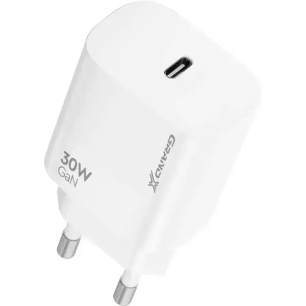 Зарядний пристрій Grand-X GaN USB-C 30W QC3.0 white (CH-390W)