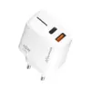 Зарядний пристрій Grand-X GaN 1xUSB-C + 1xUSB QC3.0 45W white (CH-460W)
