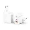 Зарядний пристрій Grand-X GaN 2xUSB-C + 1xUSB 65W PD3.0 QC4.0 AFC SCP FCP white (CH-990W)