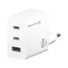 Зарядний пристрій Grand-X GaN 2xUSB-C + 1xUSB 65W PD3.0 QC4.0 AFC SCP FCP white (CH-990W)