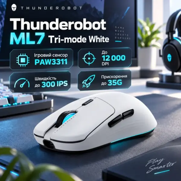 Мишка Thunderobot ML7 Tri-mode White (6932066316068) Мишка Thunderobot ML7 Tri-mode White (6932066316068)