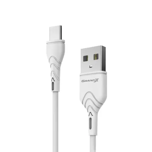 Дата кабель USB 2.0 AM to USB-C 2.0m 2.4A white Grand-X (PC-02W)