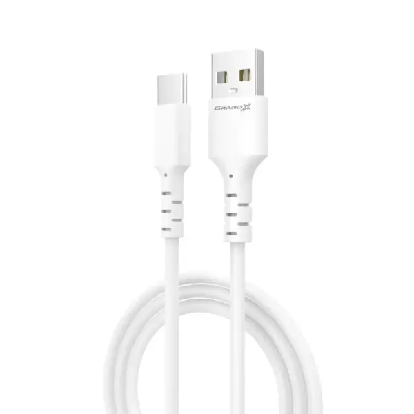 Дата кабель USB 2.0 AM to USB-C 1.0m 3A white Grand-X (PC-05W)