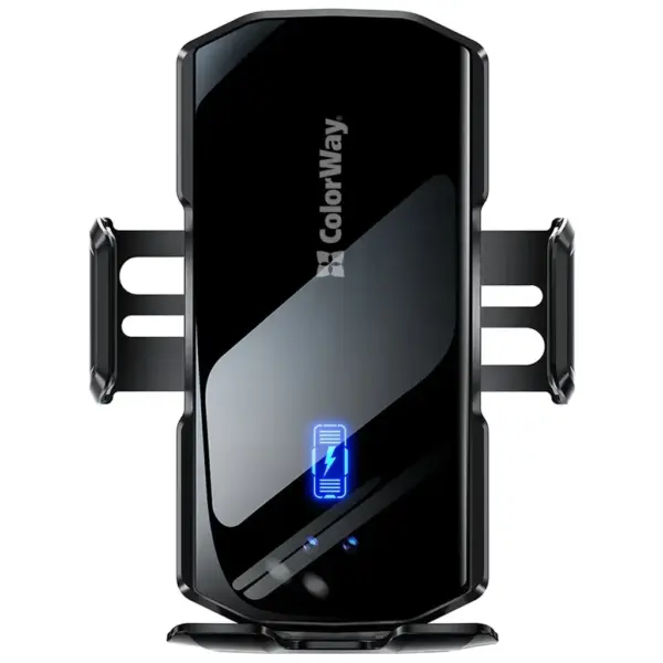 Універсальний автотримач ColorWay FlameGrip, автозажим, Wireless Charger 15W Black (CW-CHAW070Q-BK)