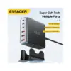 Зарядний пристрій Essager 3xUSB-C + 3xUSB-A 85W GaN black (EZC85W-SXB0G-Z)