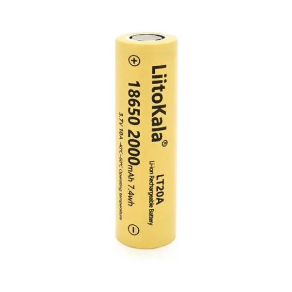 Акумулятор 18650 2000mah (1900-2000mah), 3.7V(2.75-4.2V), Yellow Liitokala (Lii-LT20A)