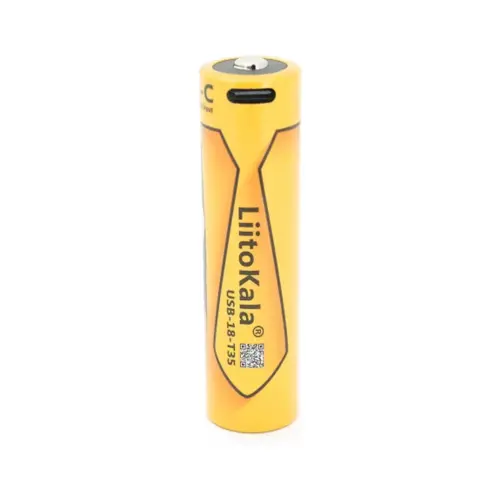 Акумулятор 18650 3500mah (3400-3500mah), 3.7V(2.7-4.2V), Type-C, 72*18.6mm, Yellow Liitokala (USB-18-T35)