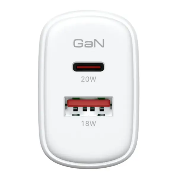 Зарядний пристрій Armorstandart 1xUSB-C + 1xUSB 20W GaN white (ARM89531)