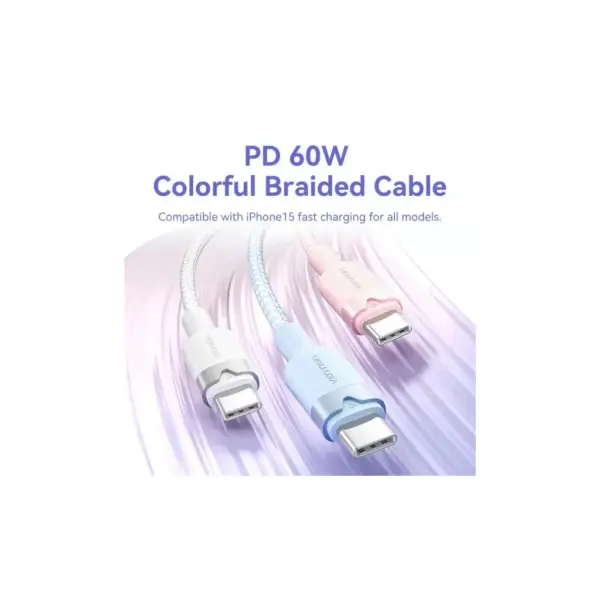 Дата кабель USB-C to USB-C 1.0m 60W aluminum alloy white Vention (TRDWF)