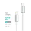 Дата кабель USB-C to Lightning 1.0m PD30W zinc alloy braided white ColorWay (CW-CBPDCL098-WT)