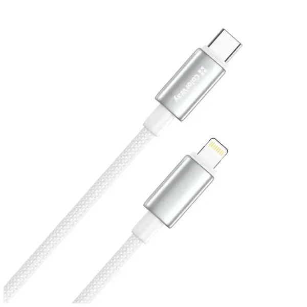 Дата кабель USB-C to Lightning 2.0m PD30W zinc alloy braided white ColorWay (CW-CBPDCL099-WT)