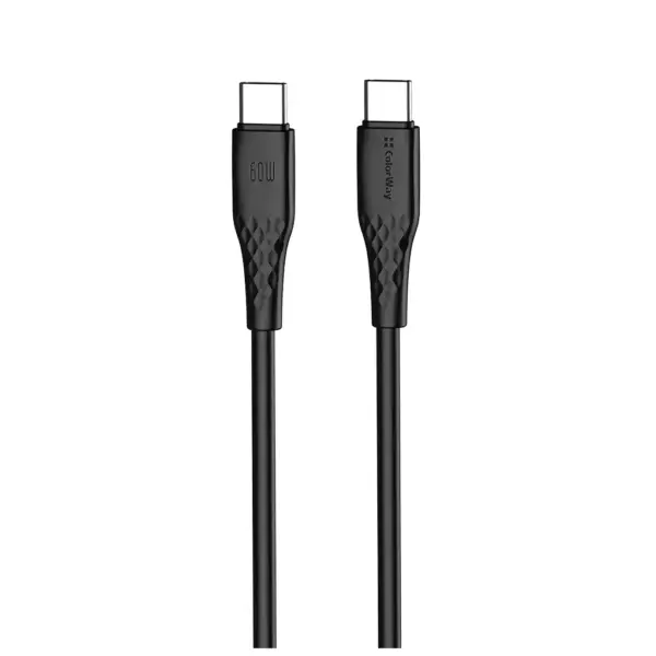 Дата кабель USB-C to USB-C 2.0m 3A 60W textured PVC black ColorWay (CW-CBPDCC095-BK) Дата кабель USB-C to USB-C 2.0m 3A 60W textured PVC black ColorWay (CW-CBPDCC095-BK)