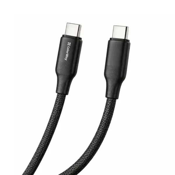 Дата кабель USB-C to USB-C 1.0m 3A 60W TPE embossed black ColorWay (CW-CBPDCC101-BK) Дата кабель USB-C to USB-C 1.0m 3A 60W TPE embossed black ColorWay (CW-CBPDCC101-BK)