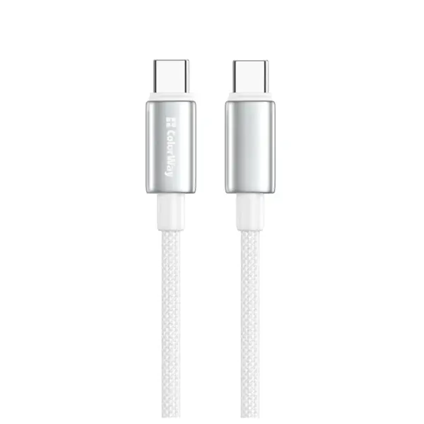Дата кабель USB-C to USB-C 1.0m 5A 100W zinc alloy braided white ColorWay (CW-CBPDCC098-WT) Дата кабель USB-C to USB-C 1.0m 5A 100W zinc alloy braided white ColorWay (CW-CBPDCC098-WT)