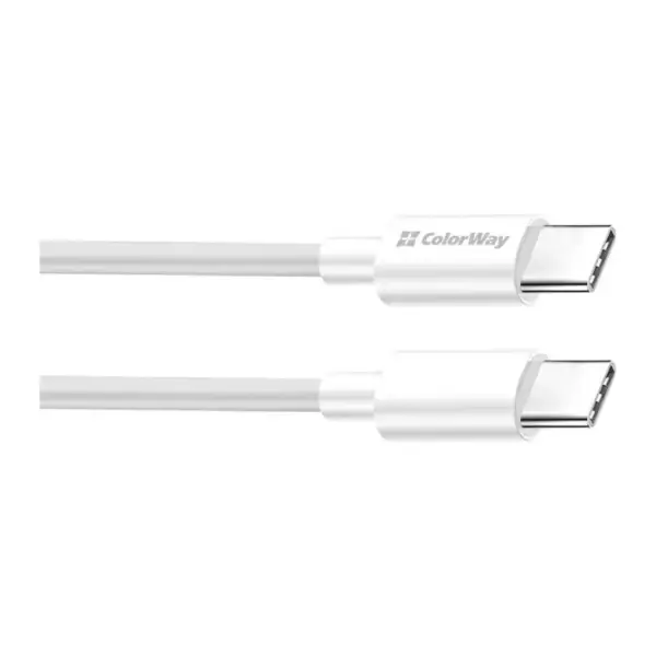 Дата кабель USB-C to USB-C 2.0m 5A 100W zinc alloy braided white ColorWay (CW-CBPDCC099-WT) Дата кабель USB-C to USB-C 2.0m 5A 100W zinc alloy braided white ColorWay (CW-CBPDCC099-WT)