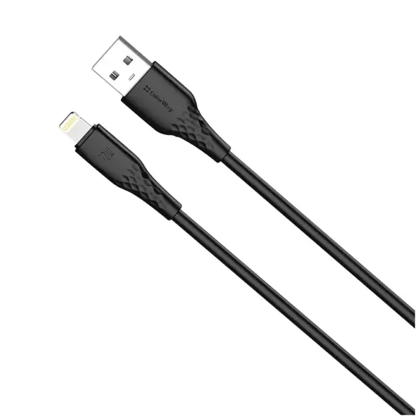 Дата кабель USB 2.0 AM to Lightning 1.0m 3A textured PVC black ColorWay (CW-CBUL094-BK)