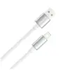 Дата кабель USB 2.0 AM to Lightning 1.0m 3A zinc alloy braided white ColorWay (CW-CBUL098-WT)