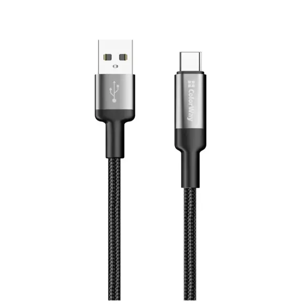 Дата кабель USB 2.0 AM to USB-C 1.0m 6A braided wire black ColorWay (CW-CBUC096-BK)