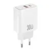Зарядний пристрій XO 1xUSB 22.5W + 1xUSB-C PD30W white (CE42.white)
