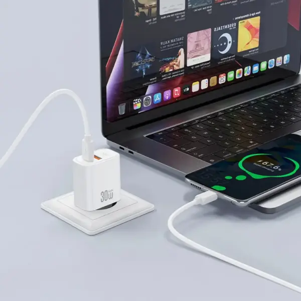 Зарядний пристрій XO 1xUSB 22.5W + 1xUSB-C PD30W white (CE42.white)