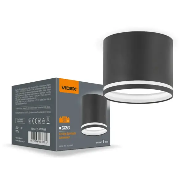 Світильник точковий Videx під лампу GX53 накладний Чорний (VL-SPF35A-B) Світильник точковий Videx під лампу GX53 накладний Чорний (VL-SPF35A-B)