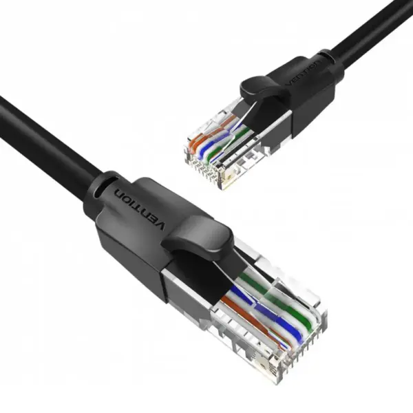 Патч-корд 1.5m UTP cat 6 RJ-45 flat black Vention (IBJBG)
