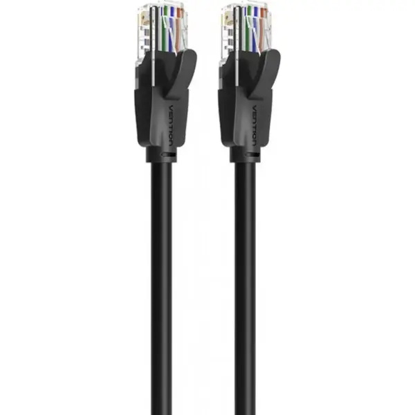 Патч-корд 1.5m UTP cat 6 RJ-45 flat black Vention (IBJBG)