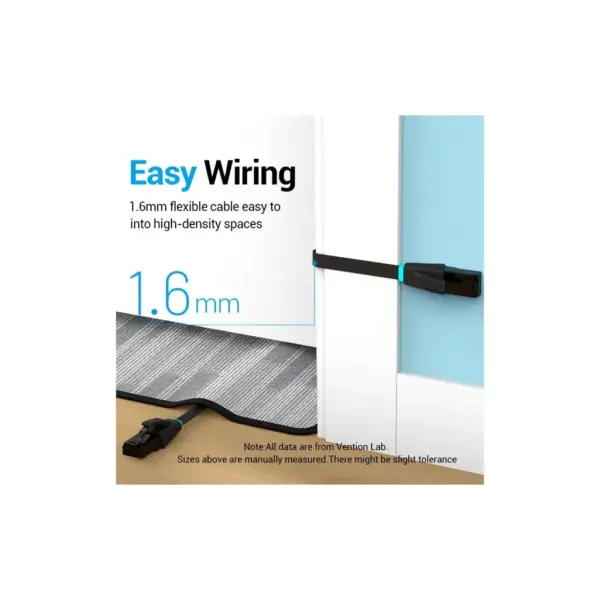 Патч-корд 3m UTP cat 6 RJ-45 flat black Vention (IBJBI)