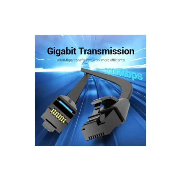 Патч-корд 10m UTP cat 6 RJ-45 flat black Vention (IBJBL)
