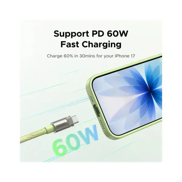 Дата кабель USB-C to USB-C 1.2m 60W pink Ugreen (35510)