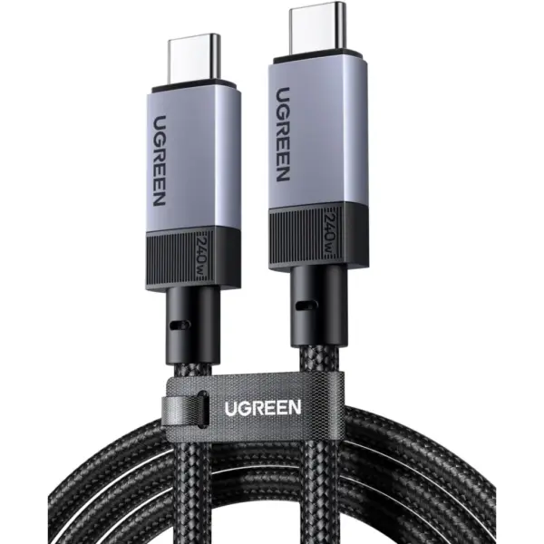 Дата кабель USB-C to USB-C 2.0m 240W 10Gbps braided black Ugreen (95619)
